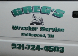 Greg's Wrecker Service Lettering