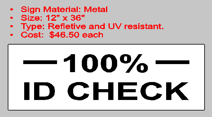 Custom Logo Sign Design id_check Decal Sticker made to your Specifications by your Sign Specialist