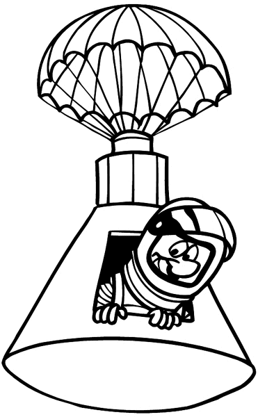 Space capsule and astronaut with parachute vinyl sticker.  Customize on line.      Aeroplanes And Space Travel 002-0106  