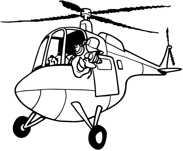 Helicopter with smiling pilot vinyl sticker. Customize on line. Aeroplanes And Space Travel 002-0107