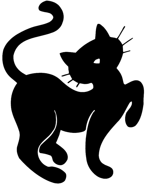 Black cat silhouette vinyl sticker. Customize on line.      Animals Insects Fish 004-1035  