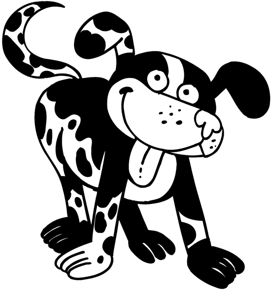 Spotted smiling dog vinyl sticker. Customize on line.     Animals Insects Fish 004-1050  