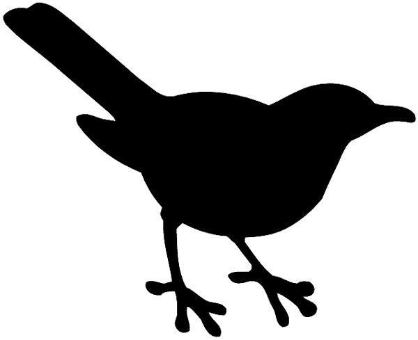 Small bird in silhouette vinyl sticker. Customize on line.       Animals Insects Fish 004-1074  