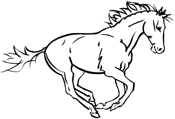 Running horse with arched neck vinyl sticker. Customize on line.       Animals Insects Fish 004-1086  