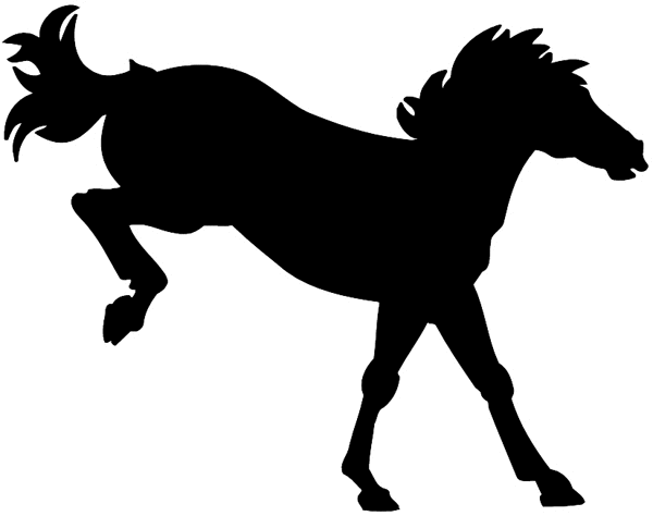 Horse kicking rear legs in air silhouette vinyl sticker. Customize on line.       Animals Insects Fish 004-1089  