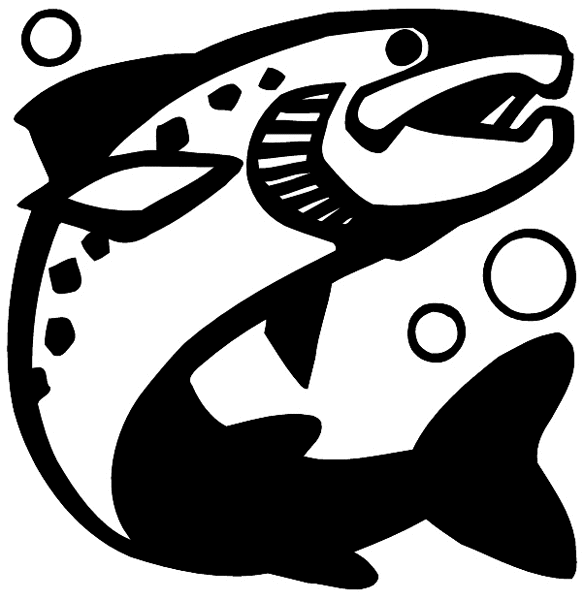 Large fish with dark outline vinyl sticker. Customize on line.      Animals Insects Fish 004-1190  