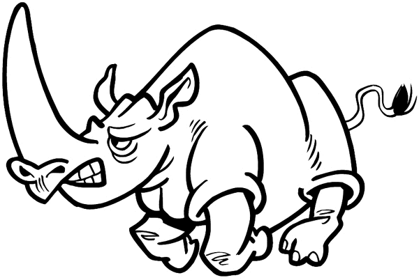 Angry Rhinoceros vinyl sticker. Customize on line.     Animals Insects Fish 004-1224  