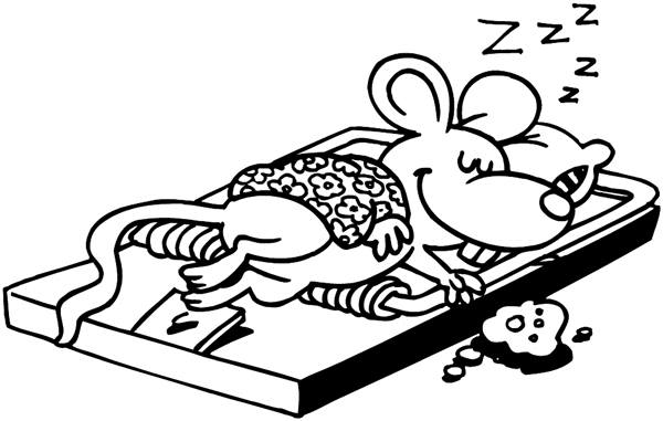 Mouse using trap for bed vinyl sticker. Customize on line.      Animals Insects Fish 004-1317  