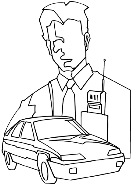 Man with phone and car vinyl sticker. Customize on line. Autos Cars and Car Repair 060-0281 