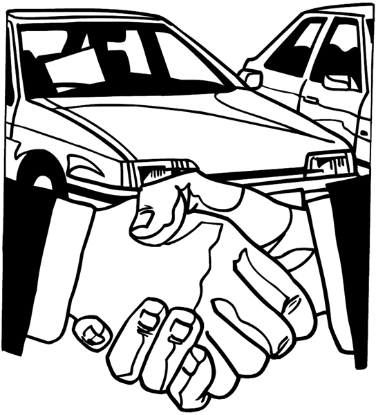 Car dealer shaking hands with customer vinyl sticker. Customize on line. Autos Cars and Car Repair 060-0295 