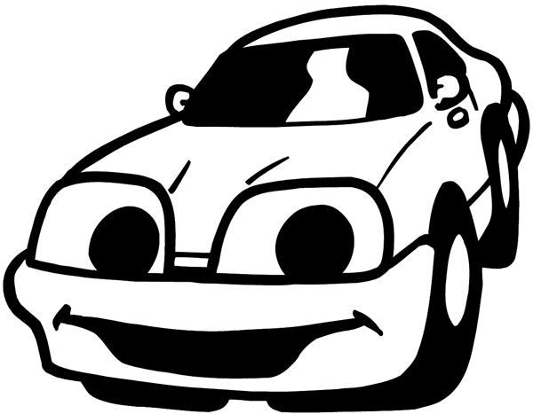 Comic car with eyes and a smile vinyl sticker. Customize on line.       Autos Cars and Car Repair 060-0308 front end of car  
