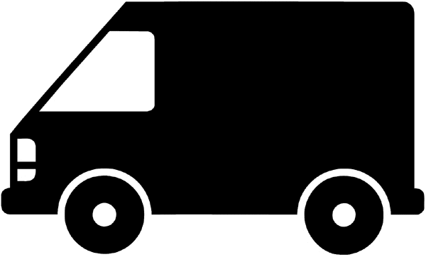 Package delivery truck silhouette vinyl sticker. Customize on line.  Autos Cars and Car Repair 060-0348 