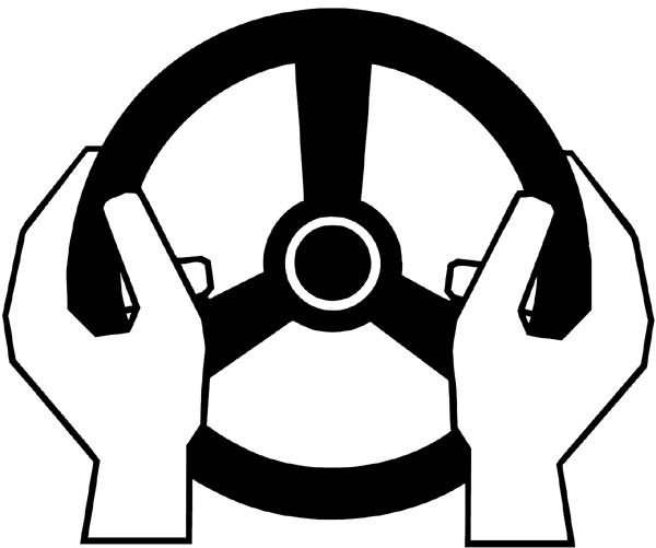 Steering wheel in hands vinyl sticker. Customize on line.      Autos Cars and Car Repair 060-0401  