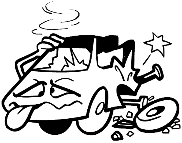 Comic wrecked car vinyl sticker. Customize on line.     Autos Cars and Car Repair 060-0436  