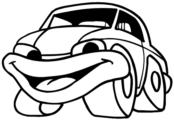 Little car with big grin vinyl sticker. Customize on line.     Autos Cars and Car Repair 060-0459  