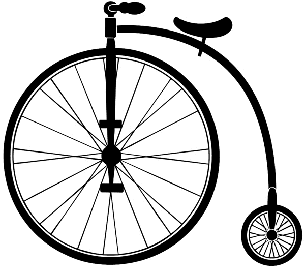 Vintage high wheel bicycle, circa 1880s, vinyl sticker. Customize on line.      Bicycles Motorcycles 009-0099  