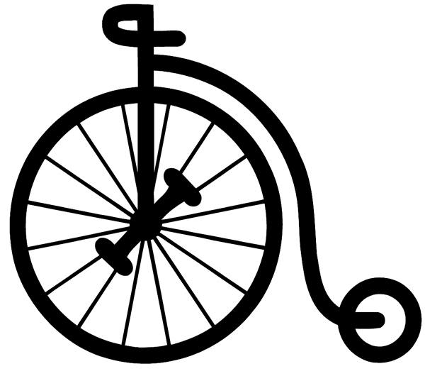 High wheel vintage bike, circa 1880s, silhouette vinyl sticker. Customize on line.     Bicycles Motorcycles 009-0107  