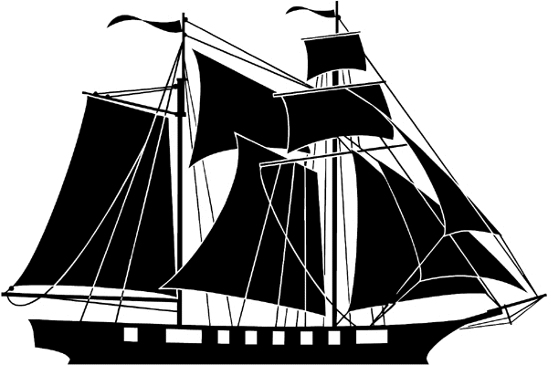 Great sailing ship silhouette vinyl sticker. Customize on line.       Boats Shipping 013-0146  
