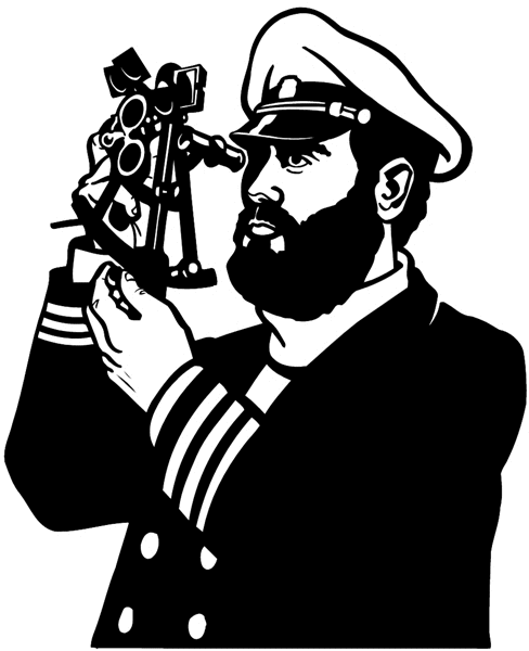 Sea captain and nautical sextant vinyl sticker. Customize on line.      Boats Shipping 013-0157  