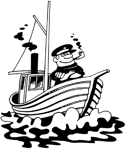 Pipe smoking Captain at sea vinyl sticker. Customize on line.      Boats Shipping 013-0159  