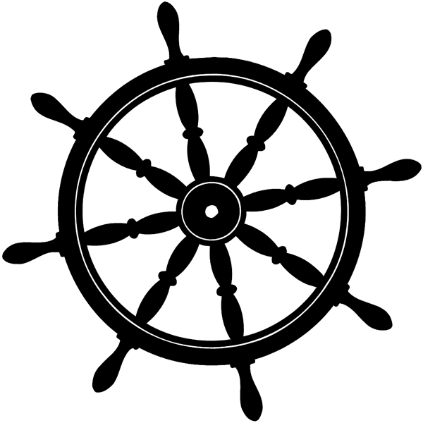 Ships wheel silhouette vinyl sticker. Customize on line.     Boats Shipping 013-0164  