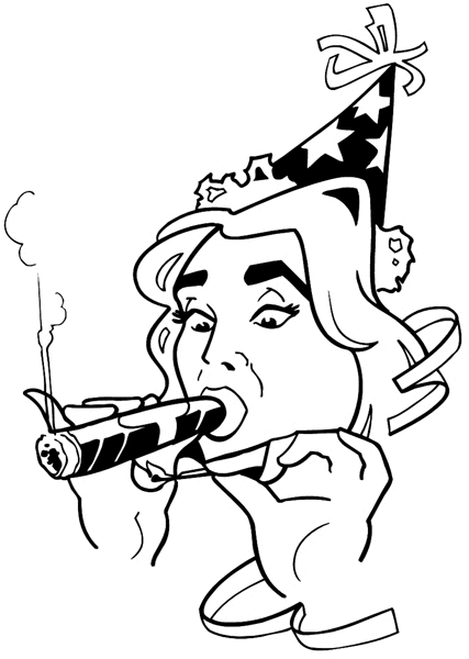 Party lady smoking a cigar vinyl sticker. Customize on line.       Celebrate 063-0203  