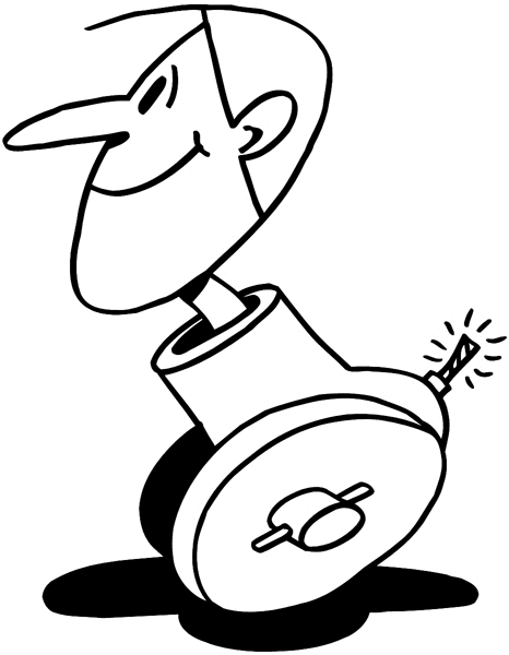 Man waiting to be shot out of a cannon vinyl sticker. Customize on line. Crazy Comics 026-0190
