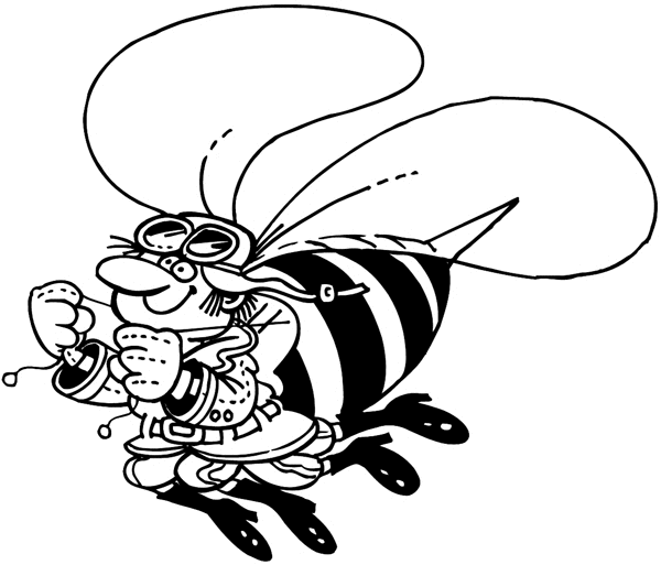 Man dressed as bumble bee vinyl sticker. Customize on line. Crazy Comics 026-0194
