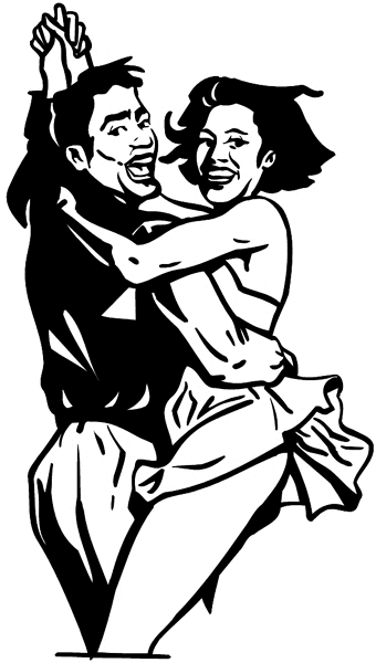 Dancing man and woman vinyl sticker. Customize on line. Dancing 028-0071