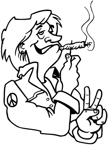 Druggie smoking a joint vinyl sticker. Customize on line. Drug Abuse 029-0093