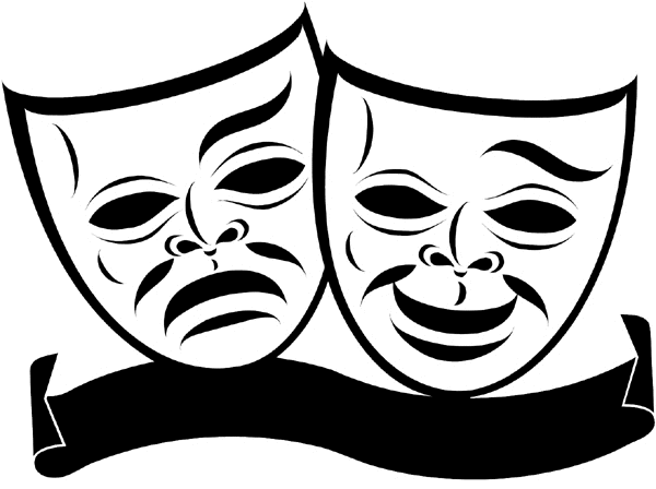Theatrical masks of happiness and sorrow vinyl sticker. Customize on line. Entertainment And Circus 033-0154
