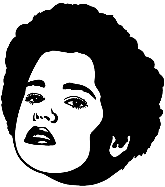 Beautiful dark haired lady vinyl sticker. Customize on line. Faces 035-0302