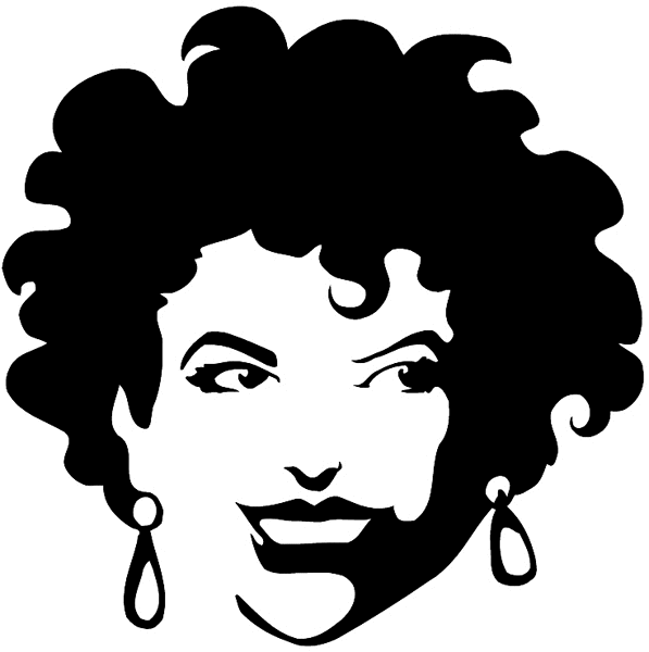 Beautiful lady with short curly hair vinyl sticker. Customize on line.  Faces 035-0316