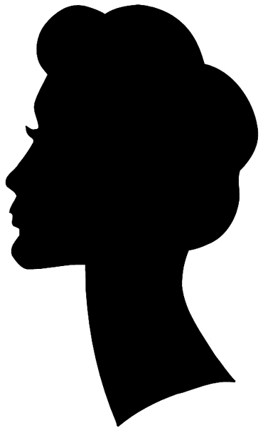 Lady's profile in silhouette vinyl decal. Customize on line. Faces 035-0319