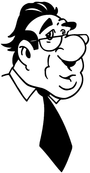 Man wearing bifocals vinyl sticker. Customize on line.  Faces 035-0322
