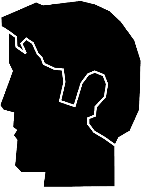 Man's profile in silhouette vinyl sticker. Customize on line. Faces 035-0348