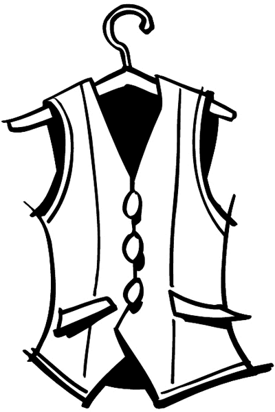 Vest on clothes hanger vinyl sticker. Customize on line. Fashion Clothes 036-0401