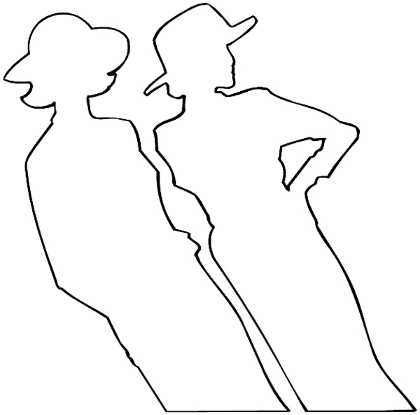 Two lady modern drawings vinyl sticker. Customize on line. Fashion Clothes 036-0414