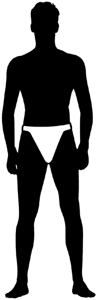 Male silhouette wearing white briefs vinyl sticker. Customize on line. Fashion Clothes 036-0568