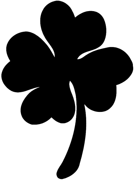 Four leaf clover in silhouette vinyl sticker. Customize on line. Flowers Trees Plants 039-0333