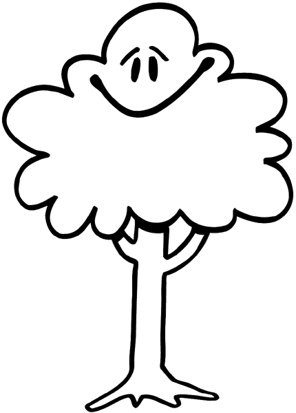 Smiling tree vinyl sticker. Customize on line. Flowers Trees Plants 039-0383