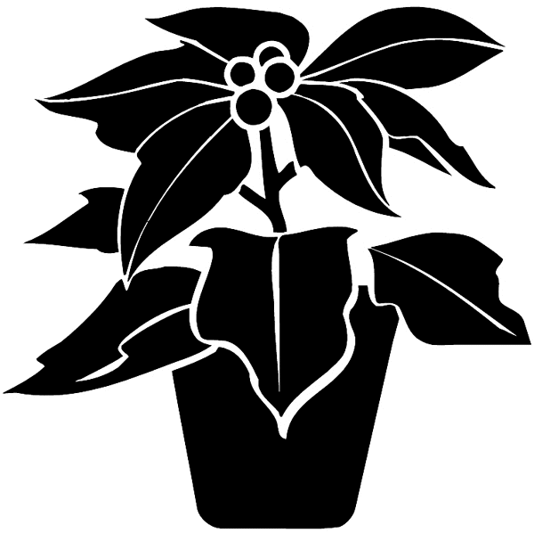 Poinsettia vinyl sticker in silhouette. Customize on line. Flowers Trees Plants 039-0399