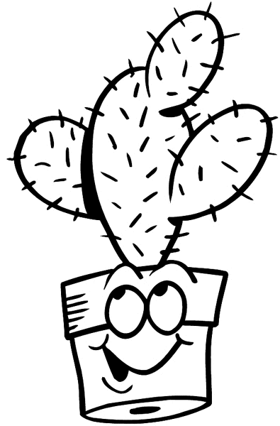 Cactus in happy pot vinyl decal. Customize on line. Flowers Trees Plants 039-0405