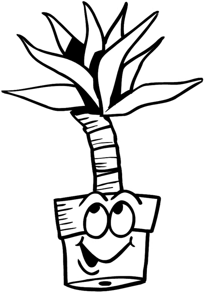 Plant in pot with a face vinyl sticker. Customize on line. Flowers Trees Plants 039-0408