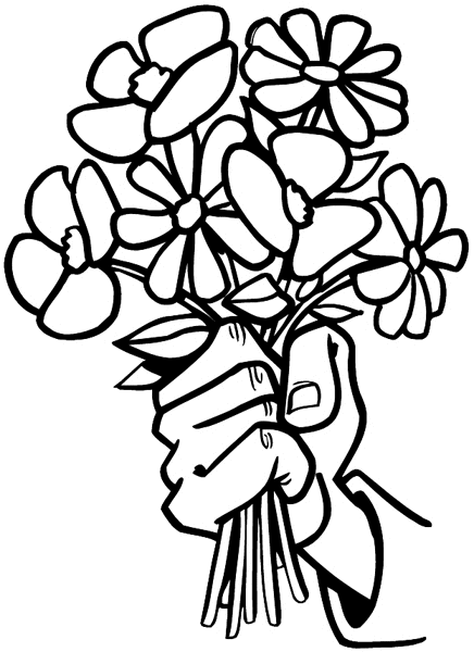 Bouquet of flowers in a hand vinyl sticker. Customize on line. Flowers Trees Plants 039-0411