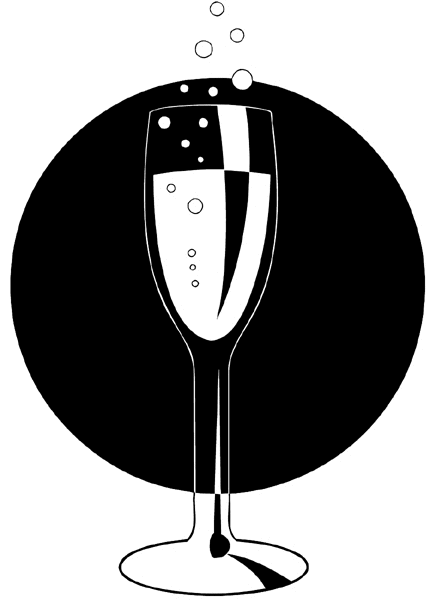 Glass of champagne vinyl sticker. Customize on line. Food Meals Drinks 040-0363