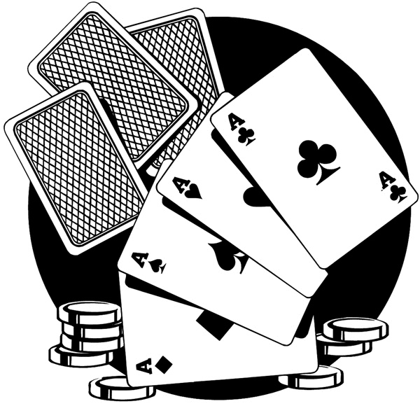 Card game with four aces showing vinyl sticker. Customize on line. Games 044-0179