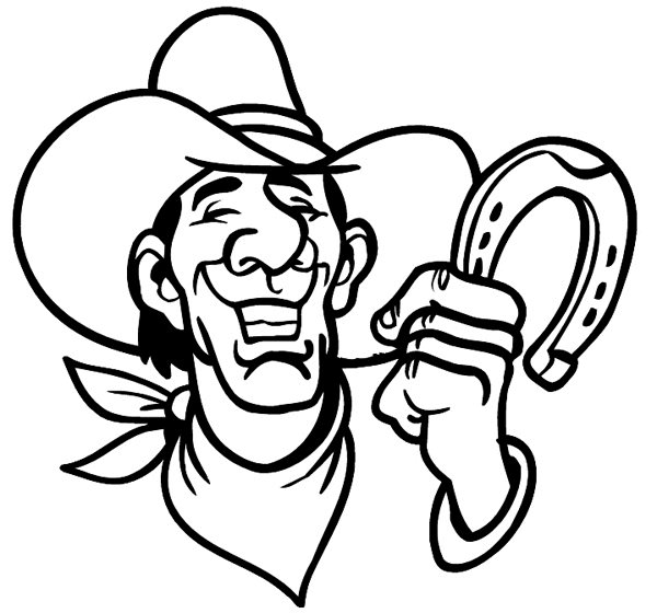 Cowboy playing horseshoes vinyl sticker. Customize on line. Games 044-0189