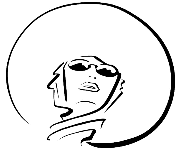 Lady in extra wide brimmed hat and sunglasses vinyl sticker. Customize on line. Hats 049-0110