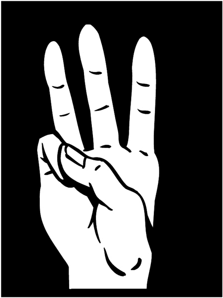 Hand holding up three fingers vinyl sticker. Customize on line. Health Illness Anatomy 050-0195